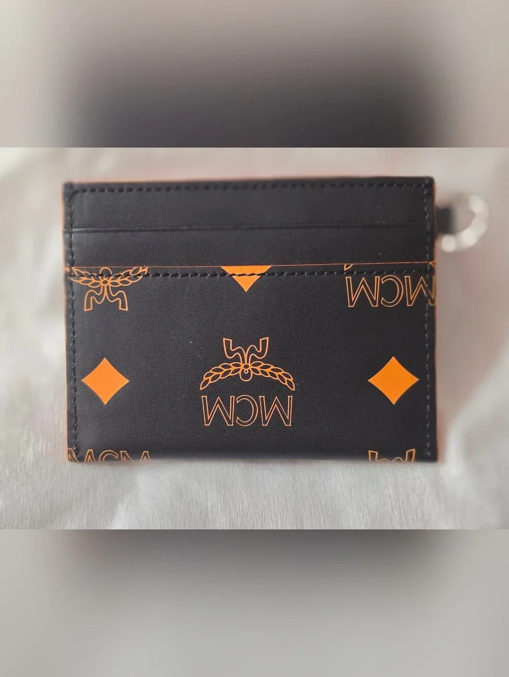 NWOT - MCM Black Card Holder with Orange Logo Accents